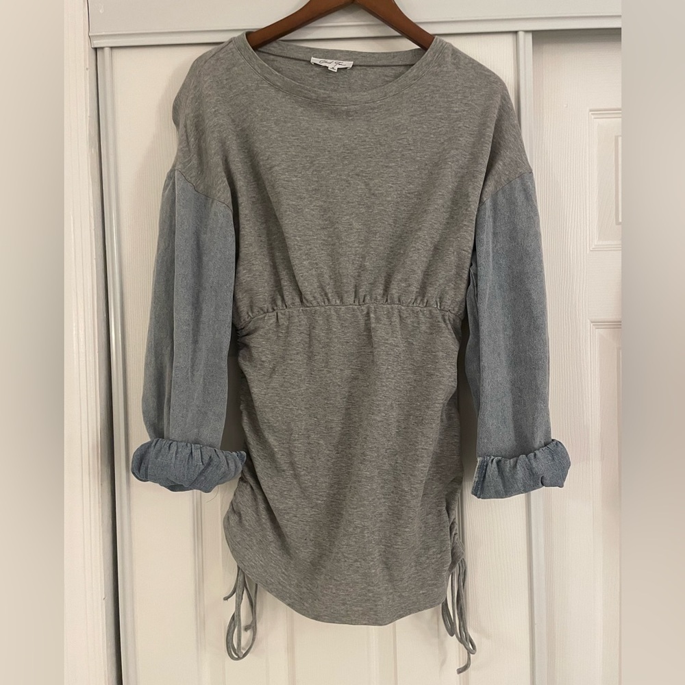 Lane 201 Cloud Ten Sweatshirt Dress with Denim Sleeves Size Medium